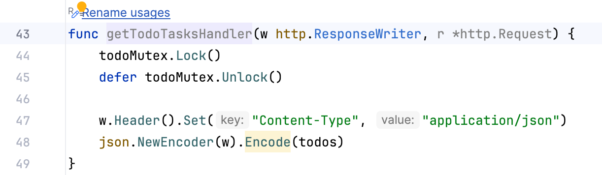 Go code element renamed Go code element renamed