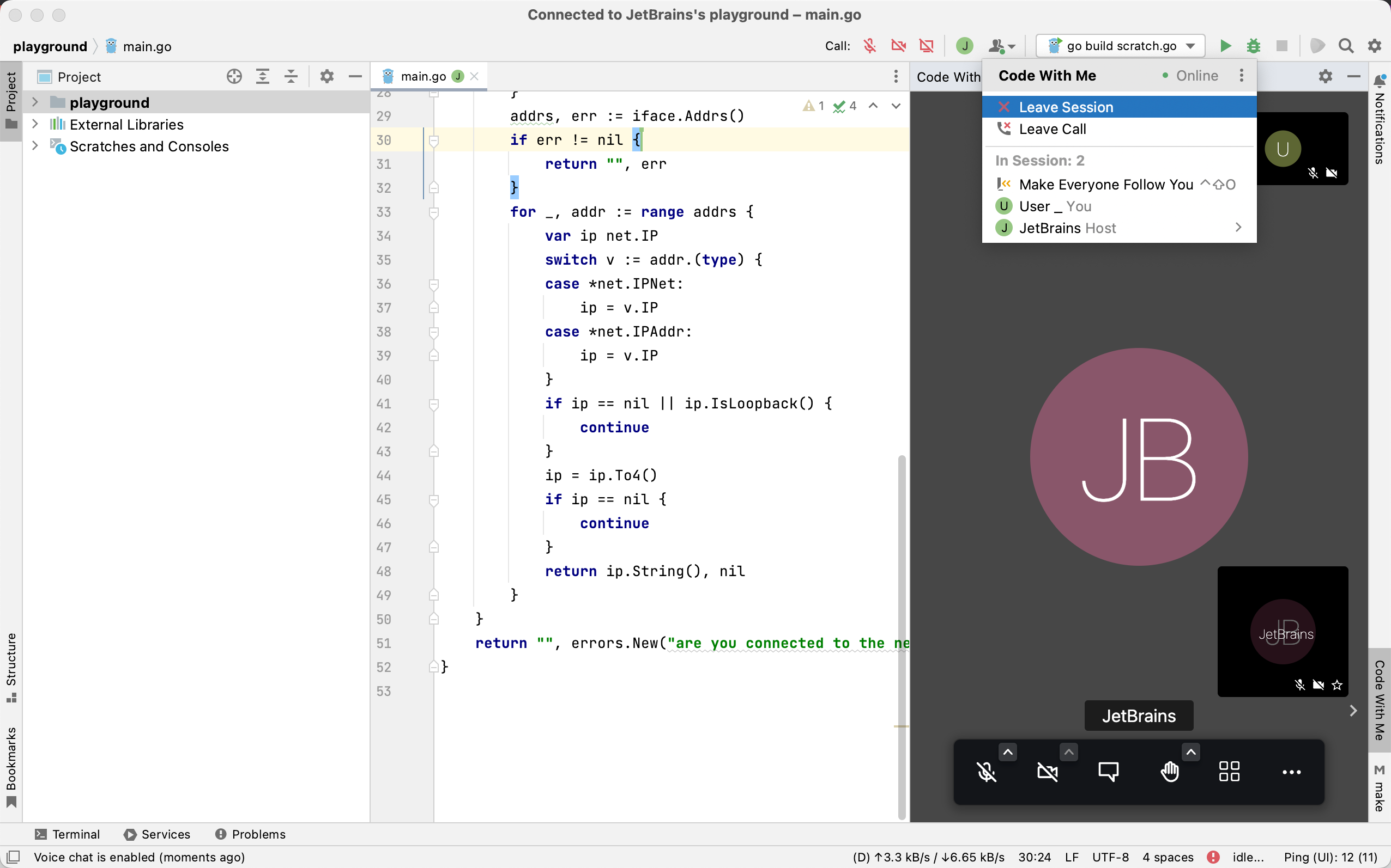 Code with Me 客户端界面 Code with Me 客户端界面