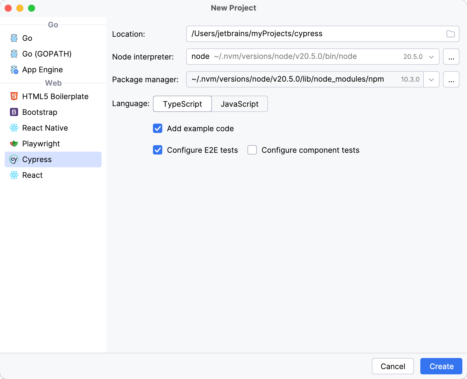 创建新 Cypress 项目 创建新 Cypress 项目