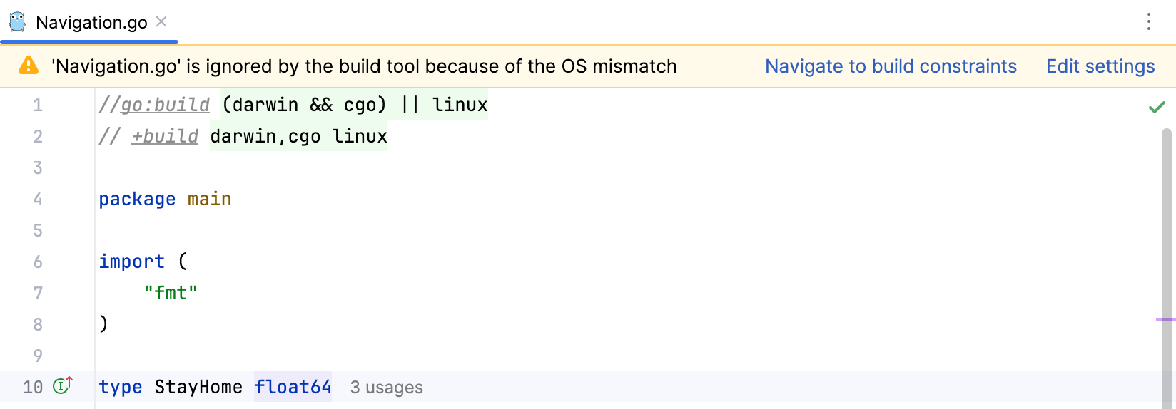 Notification about build constraints Notification about build constraints