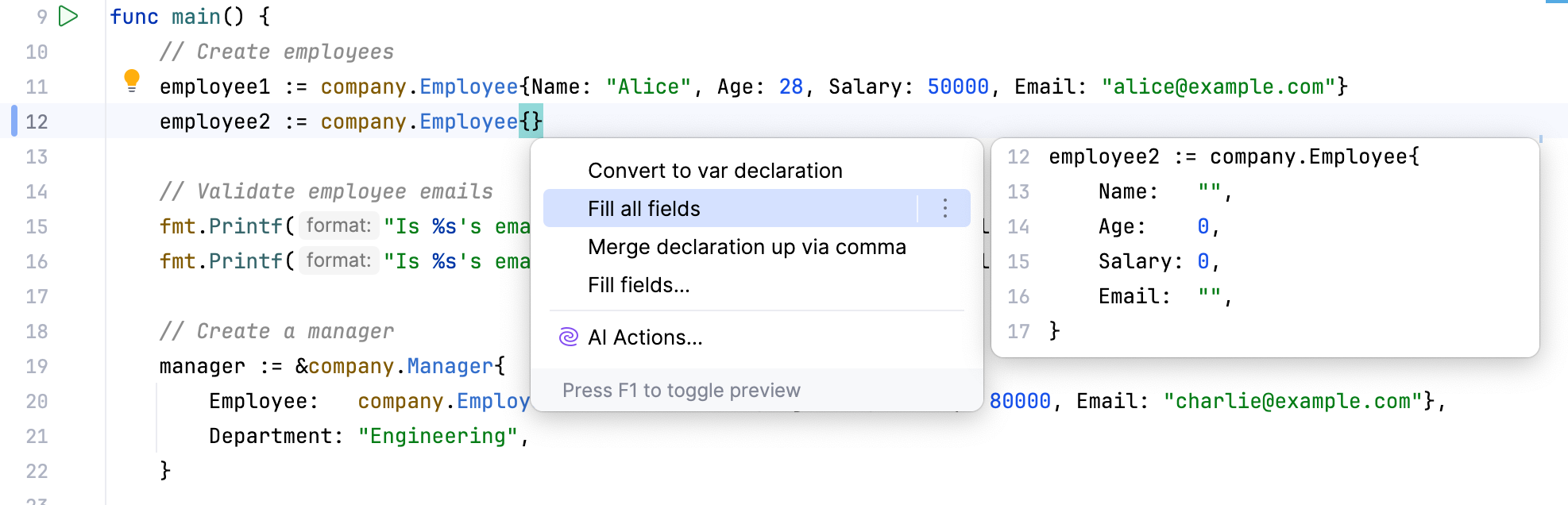 填充结构体字段 填充结构体字段