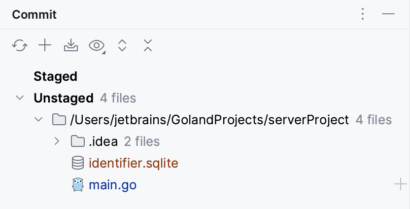 从提交工具窗口暂存整个文件 从提交工具窗口暂存整个文件