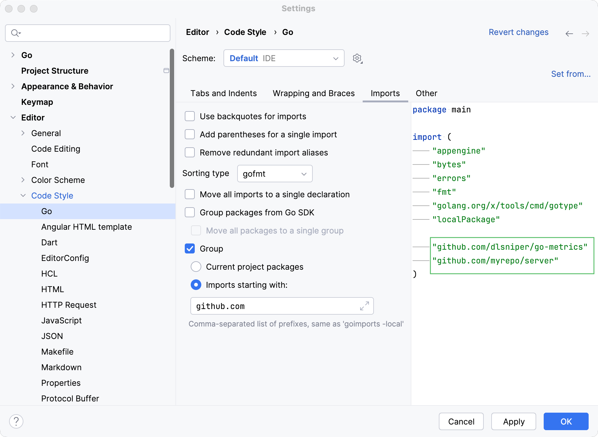 goimports -local 分组 goimports -local 分组