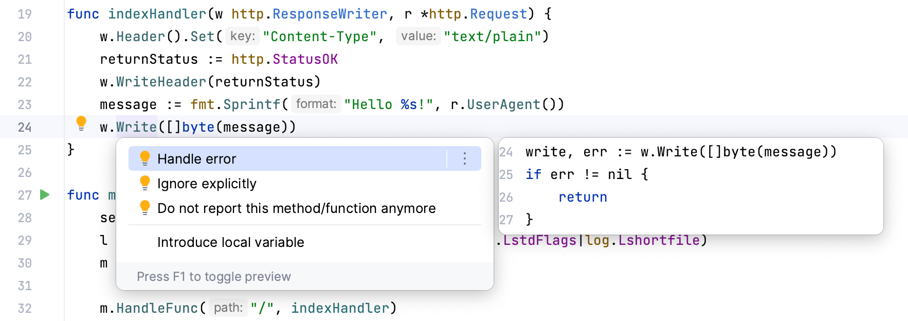 Inject a language with the intention action Inject a language with the intention action