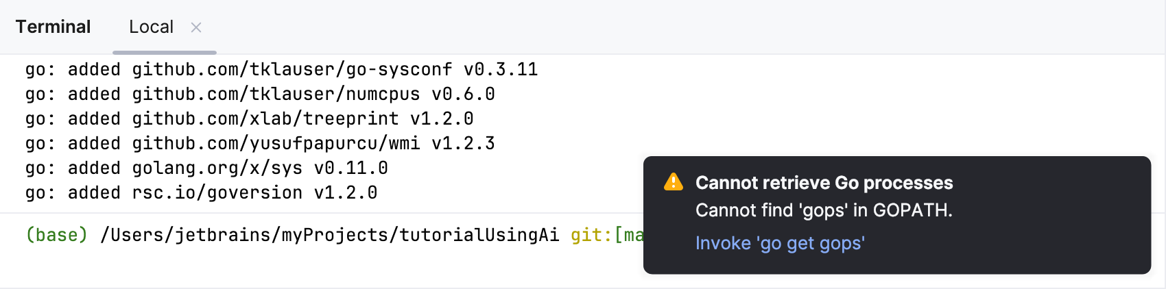 安装 gops 包 安装 gops 包
