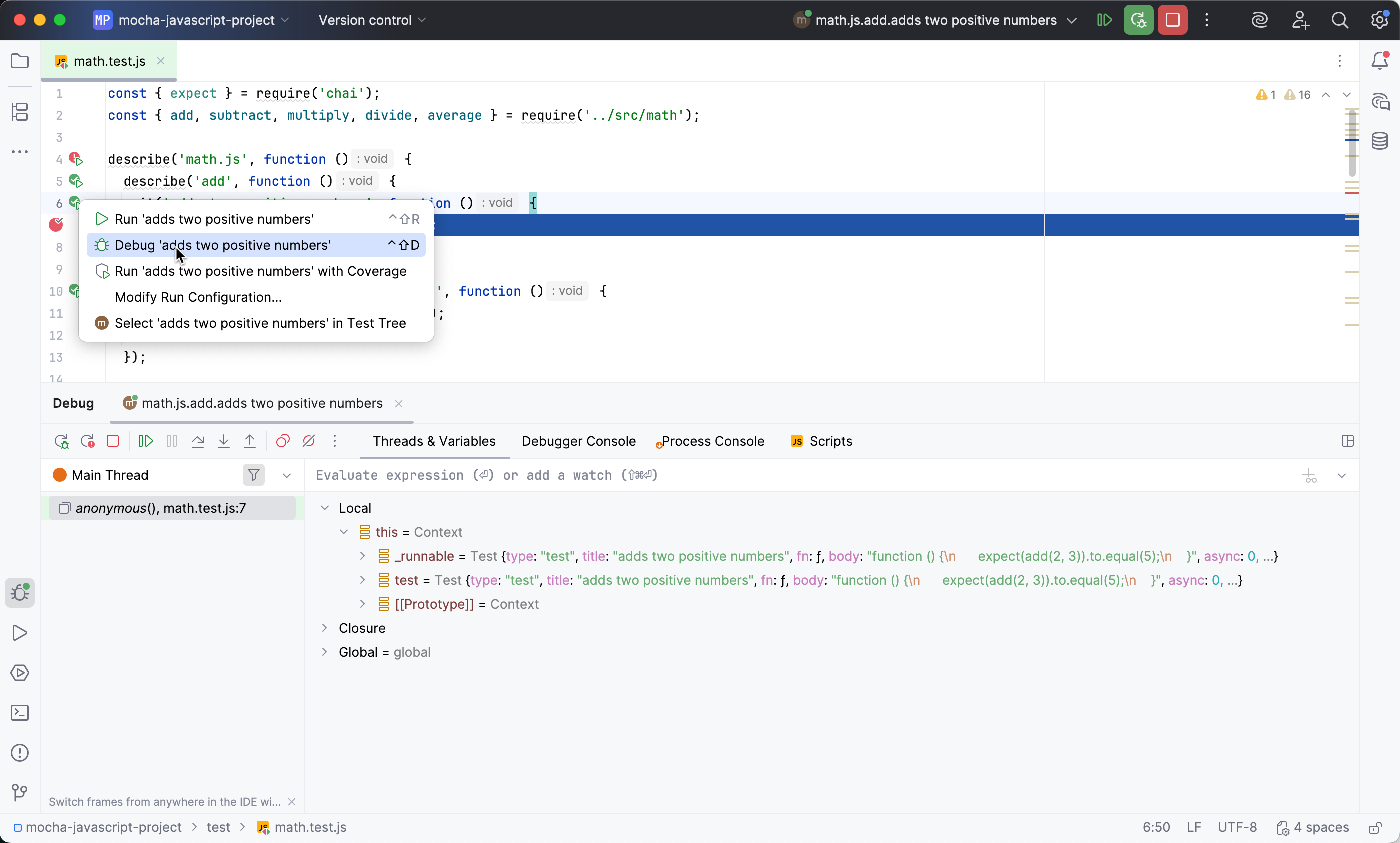 调试 Mocha 测试 调试 Mocha 测试