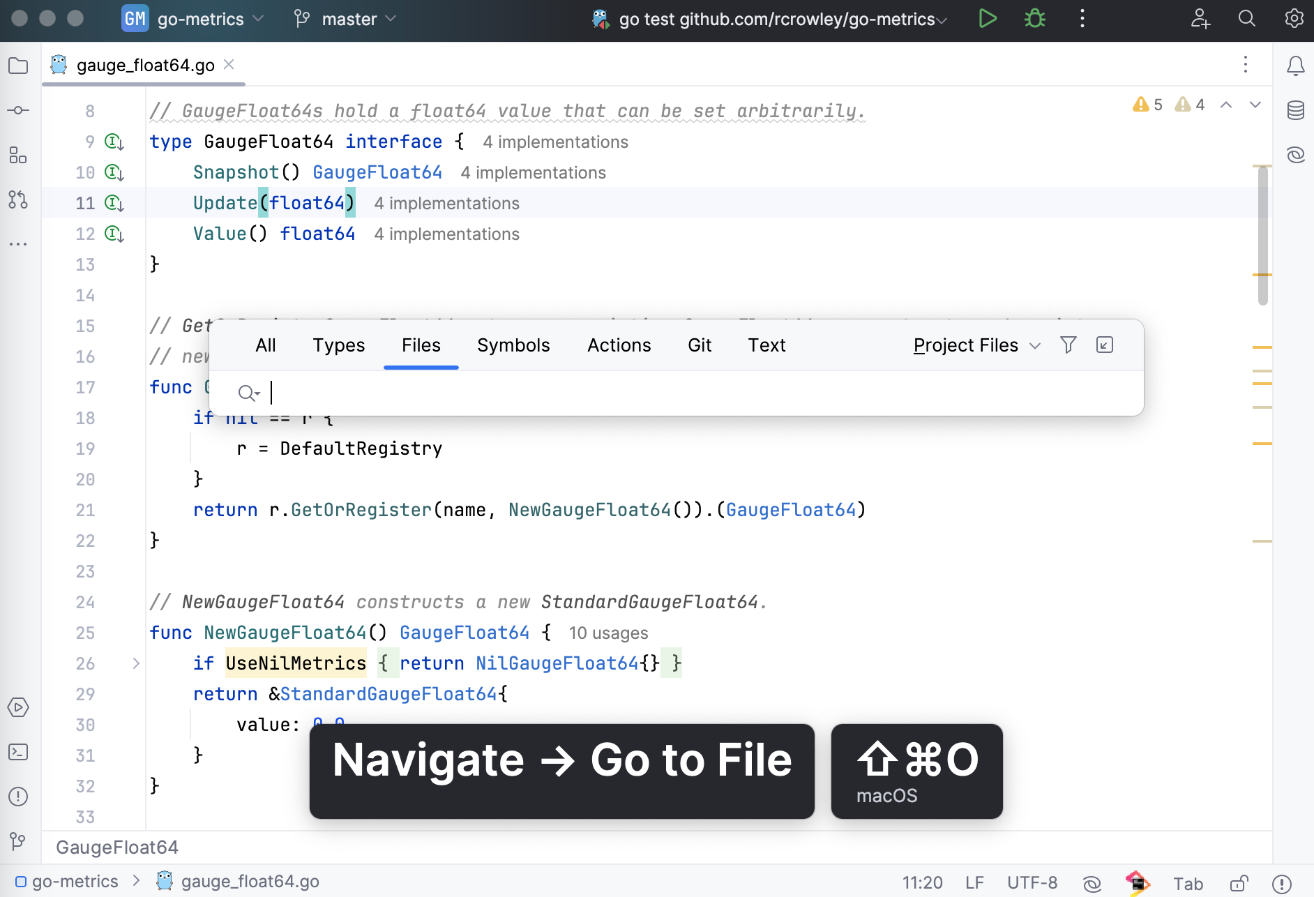 演示助手在 IDE 中显示了查找文件命令。 演示助手在 IDE 中显示了查找文件命令。