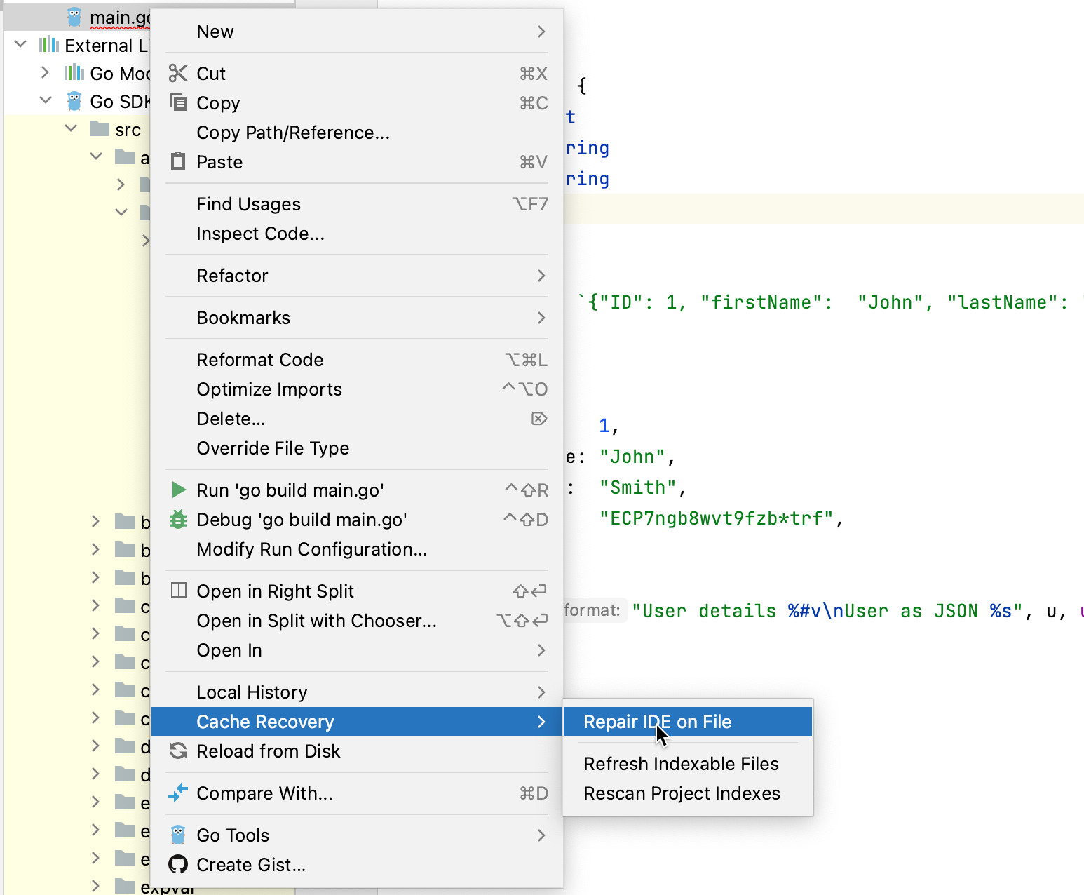 文件菜单中的修复 IDE 文件菜单中的修复 IDE