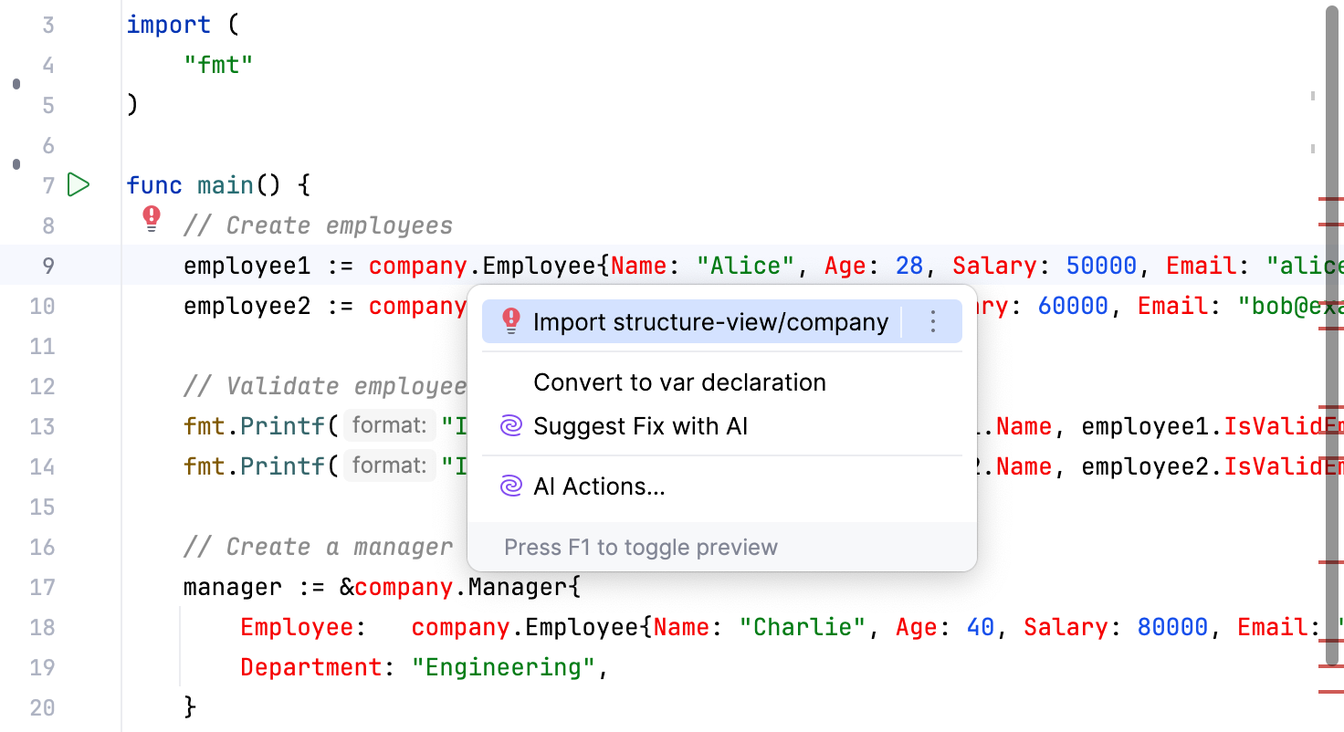 在编辑器中应用快速修复 在编辑器中应用快速修复