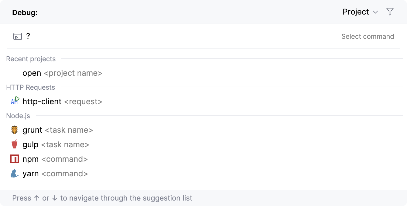 运行任意内容中可用命令的列表 运行任意内容中可用命令的列表