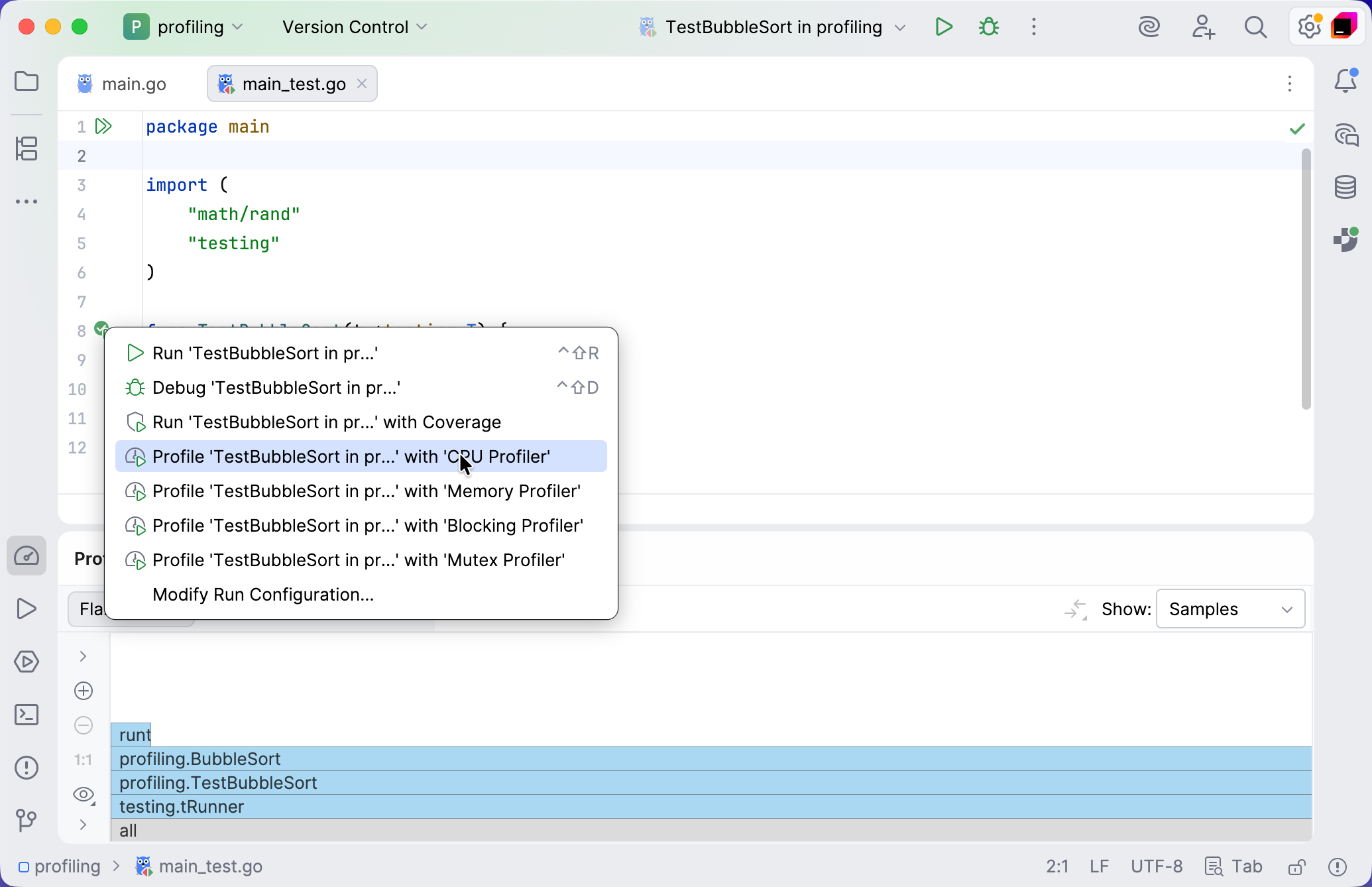 Run CPU profiling Run CPU profiling