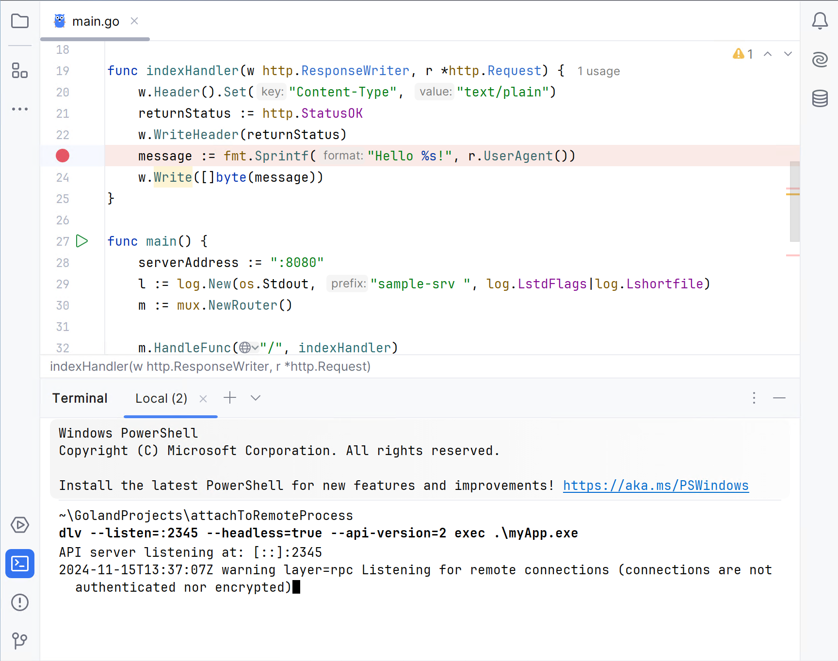 在主机上运行 Delve 在主机上运行 Delve