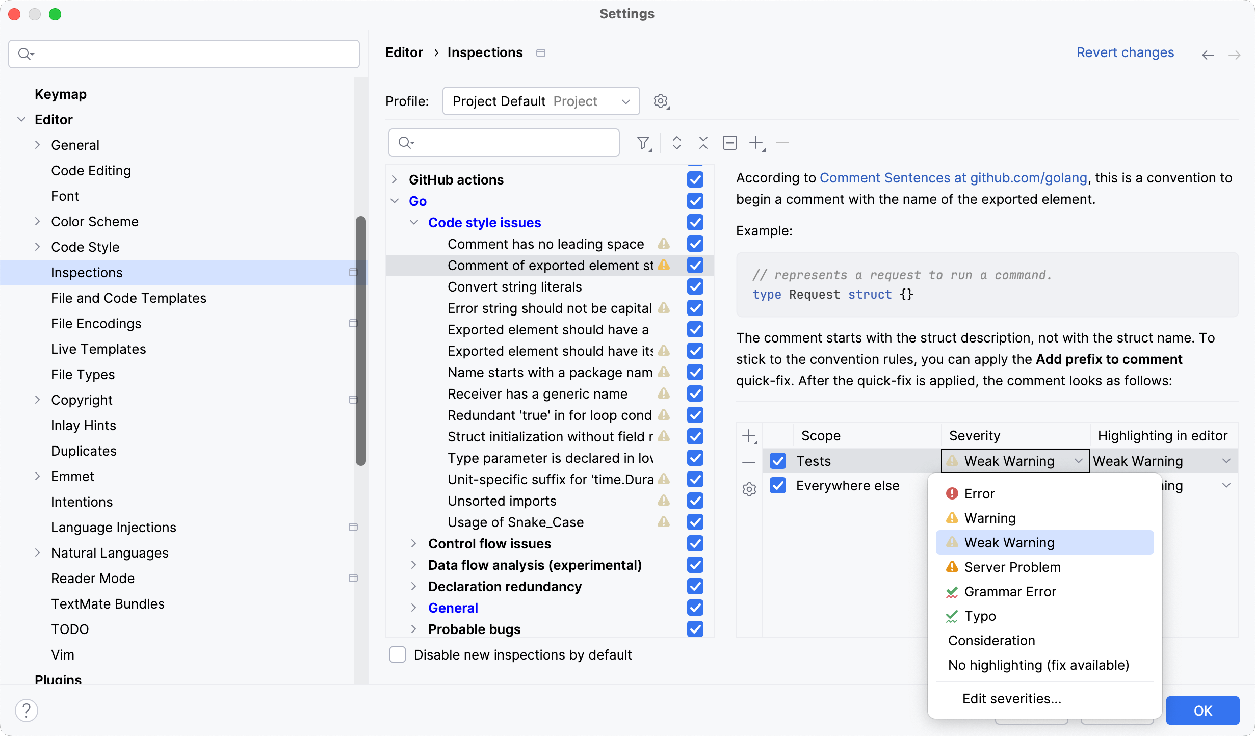 按范围更改检查严重性 按范围更改检查严重性