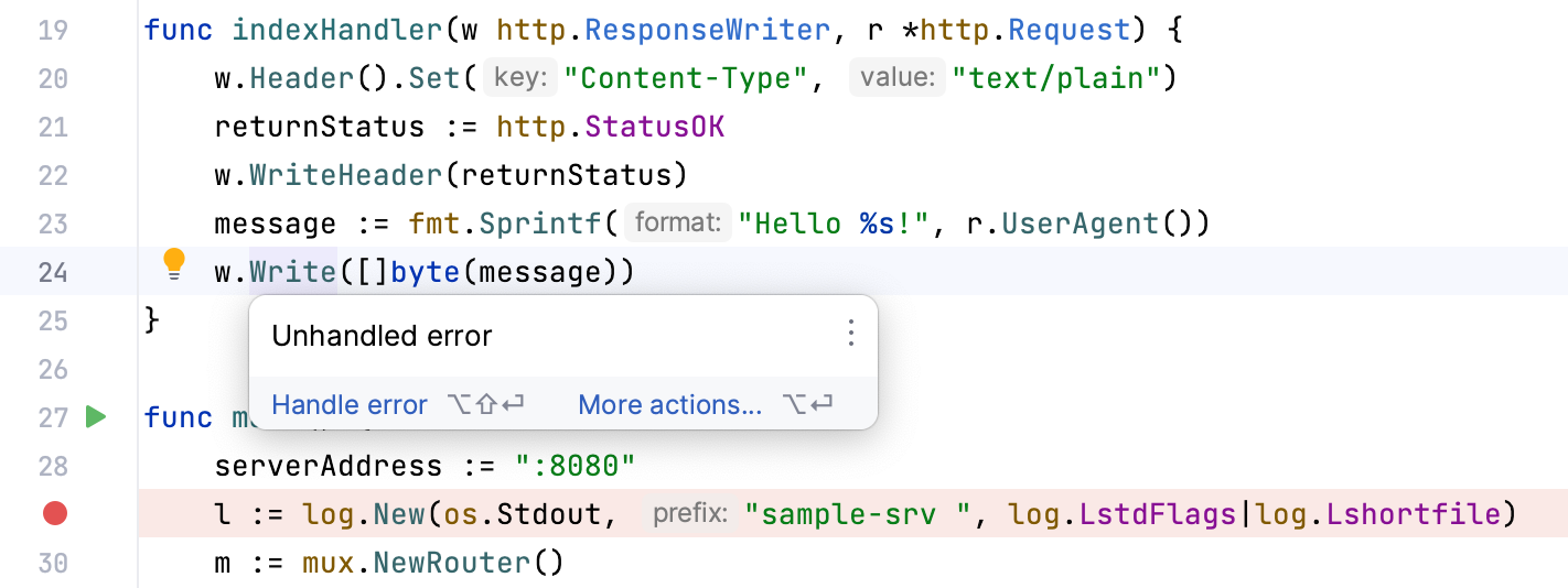 The unreachable code inspection The unreachable code inspection