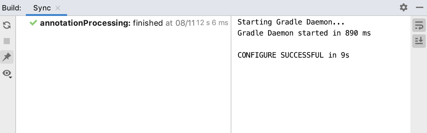 the Build tool window: Sync tab the Build tool window: Sync tab