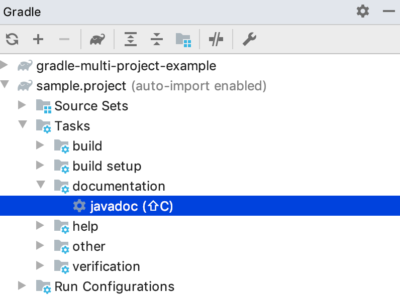 Gradle tool window: displayed shortcut Gradle tool window: displayed shortcut