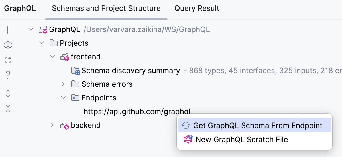Run a query from the GraphQL tool window Run a query from the GraphQL tool window