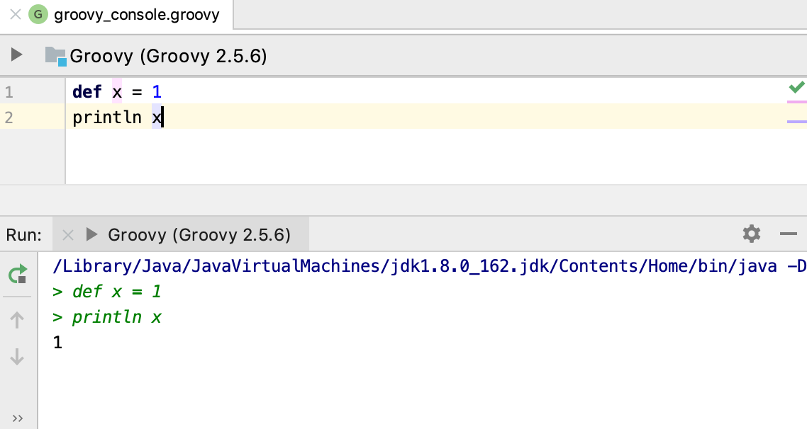 Groovy console and Run tool window Groovy console and Run tool window