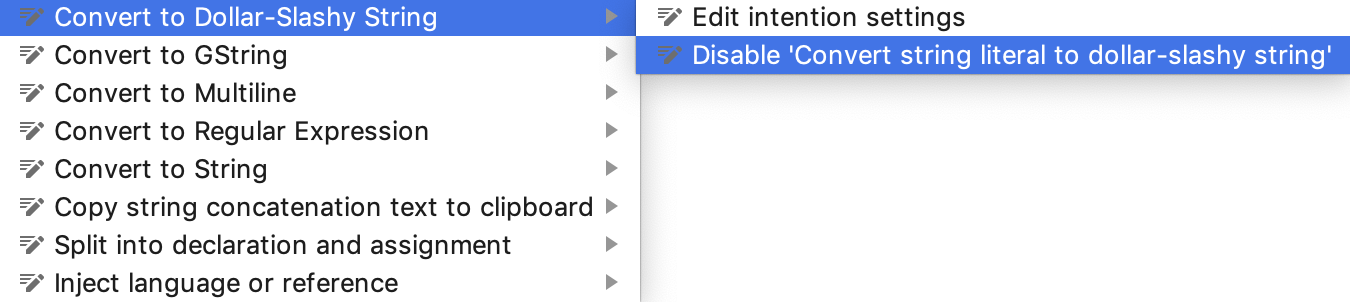 Groovy edit intentions settings Groovy edit intentions settings
