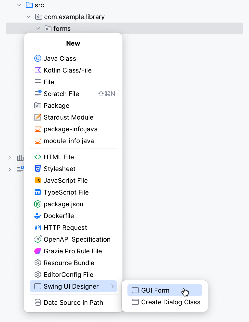 Create a new GUI form Create a new GUI form