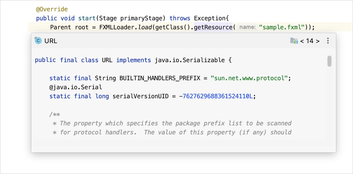 Viewing type definition in a popup Viewing type definition in a popup