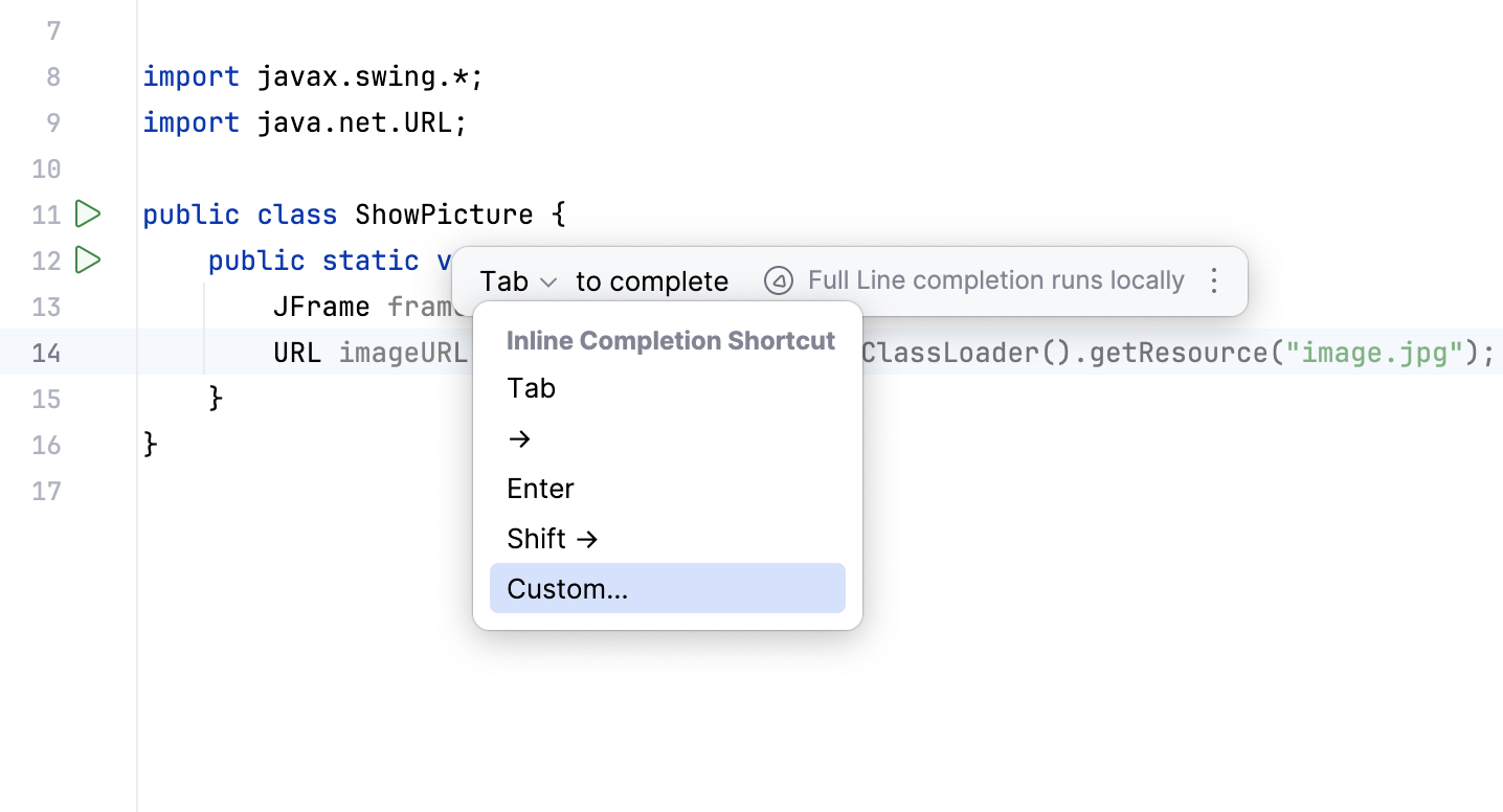 Full line code completion popup Full line code completion popup