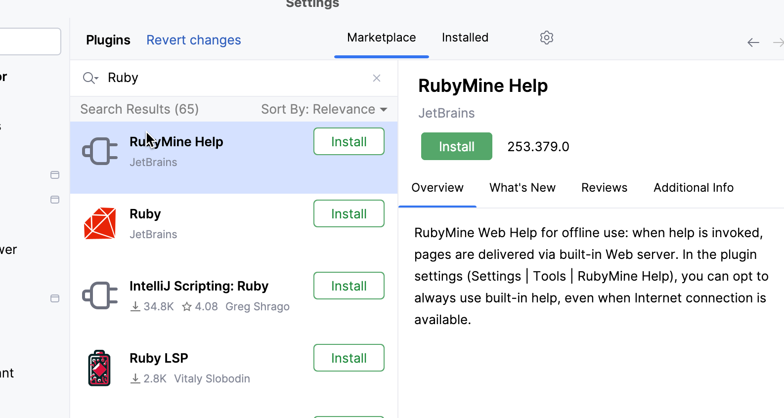 Install the Ruby plugin Install the Ruby plugin