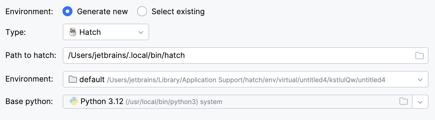 Generate new Hatch environment Generate new Hatch environment