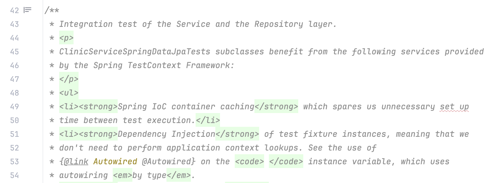 Example of a Javadoc comment Example of a Javadoc comment