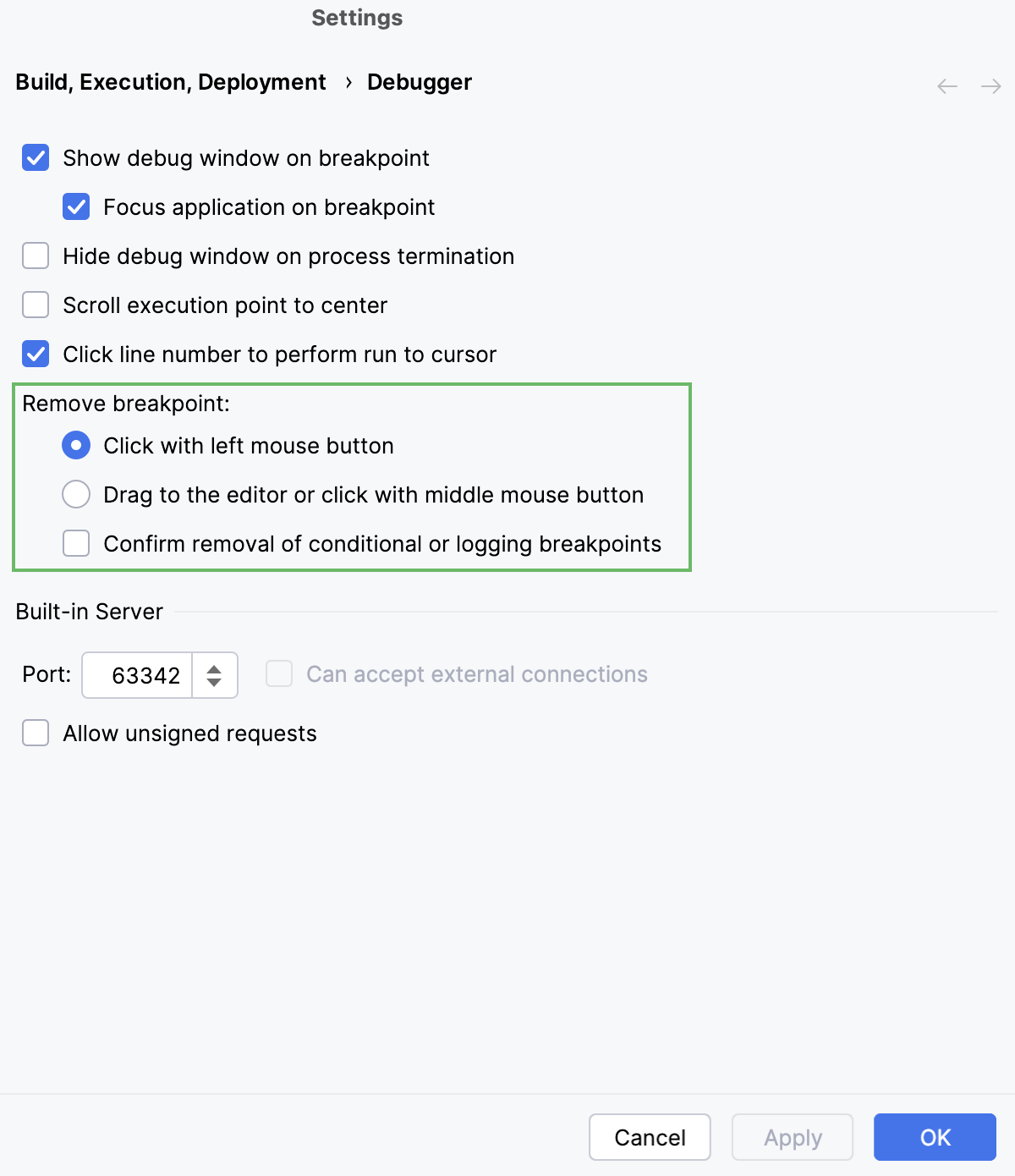 Remove breakpoints Remove breakpoints