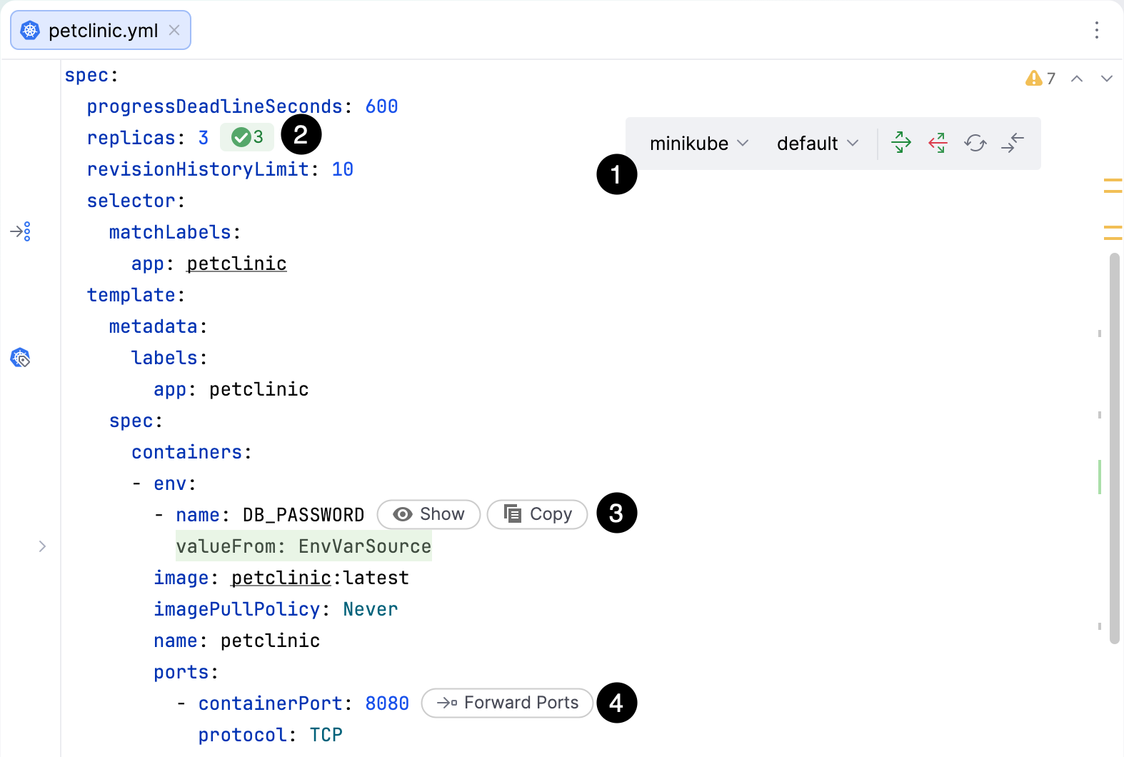 Hints in Kubernetes manifests