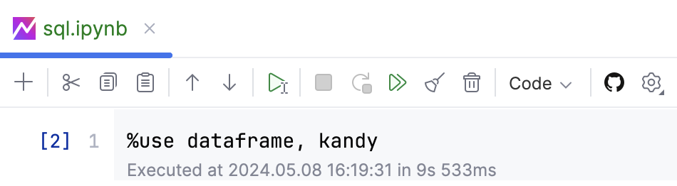 Kotlin Notebook toolbar Kotlin Notebook toolbar