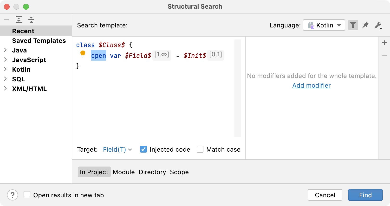 Change class find template Change class find template