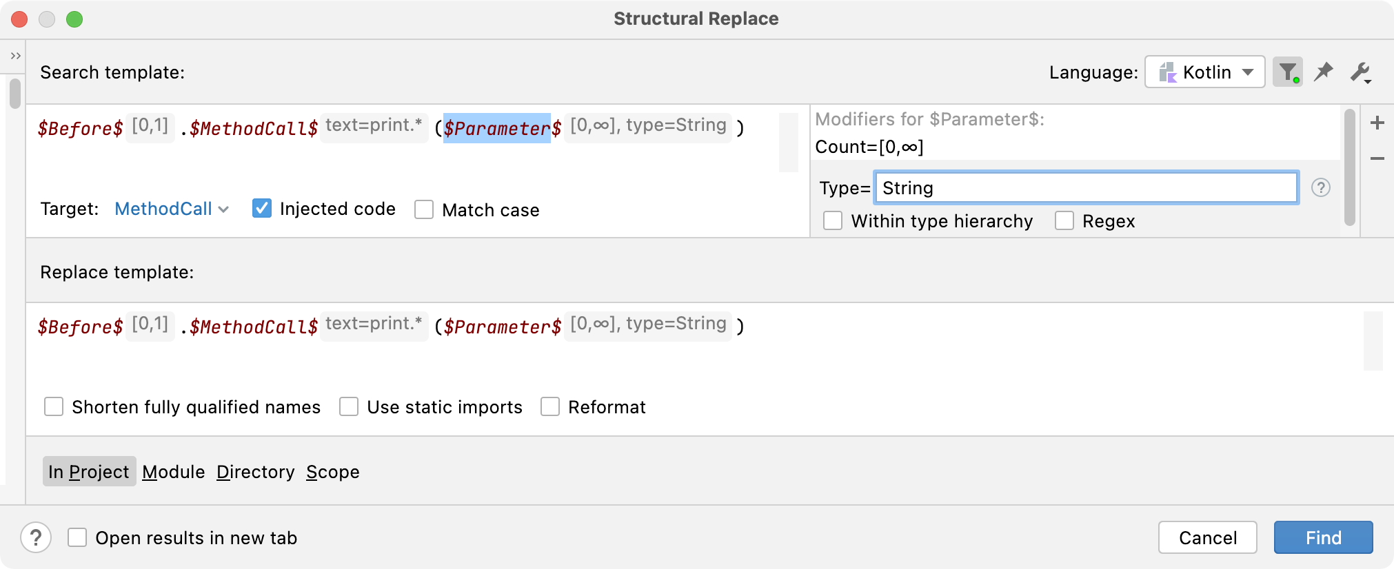 Add a type filter to the search template Add a type filter to the search template