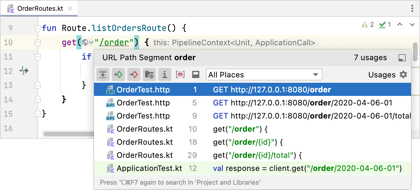 Find usages Find usages