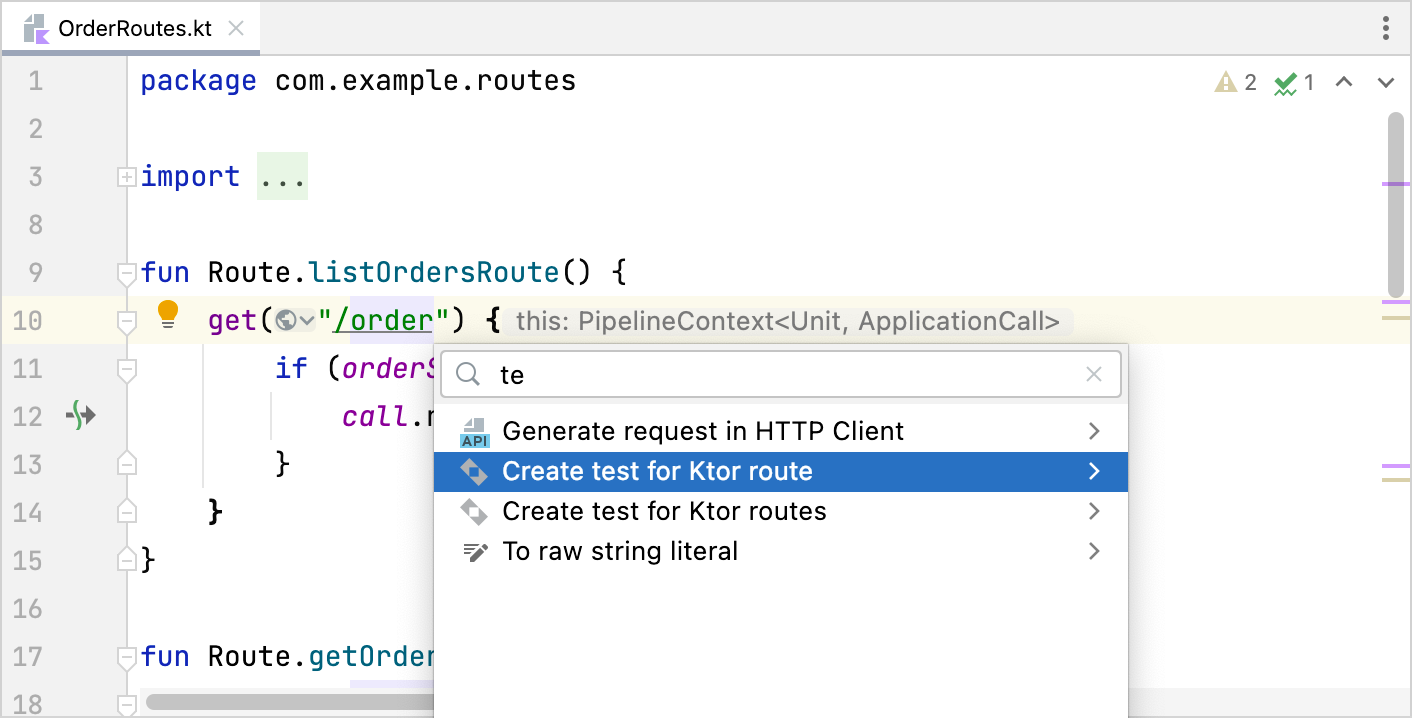 Generate test for route Generate test for route