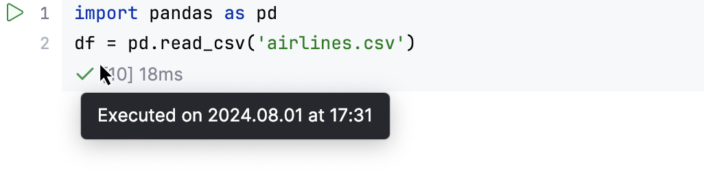 The information about the last cell execution The information about the last cell execution