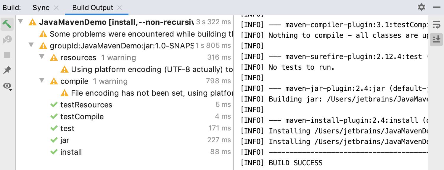 Maven build output Maven build output