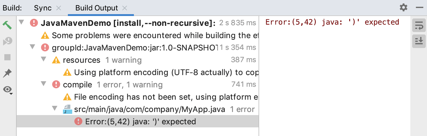 Build tool window: error navigation Build tool window: error navigation