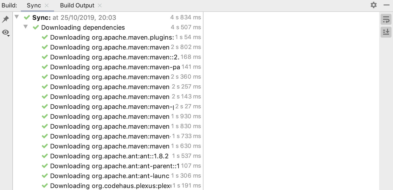 the Build tool window: Sync tab the Build tool window: Sync tab