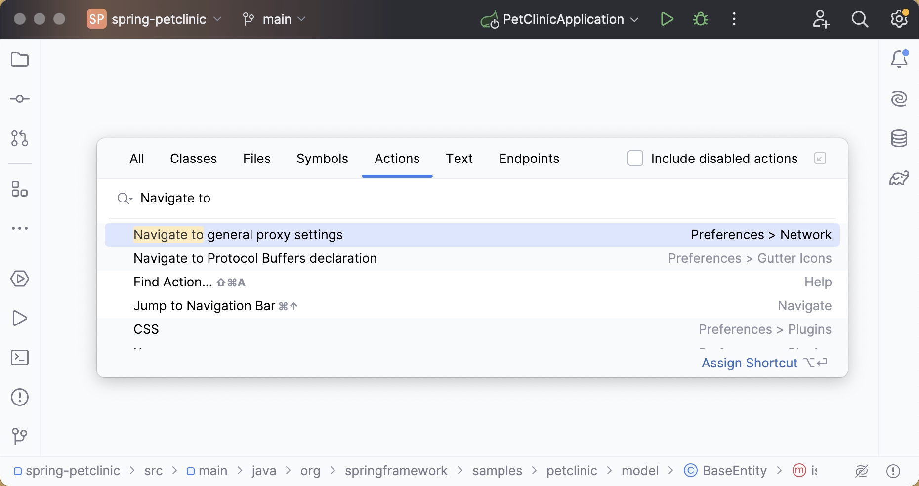 The Find Action dialog The Find Action dialog
