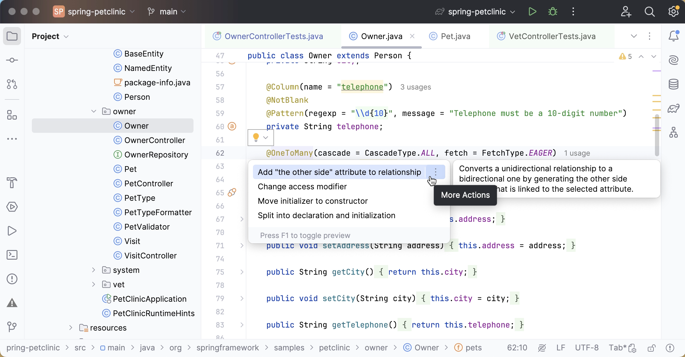 Applying intention actions Applying intention actions