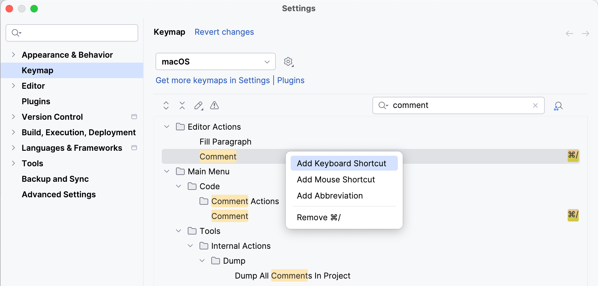 Assigning another shortcut Assigning another shortcut