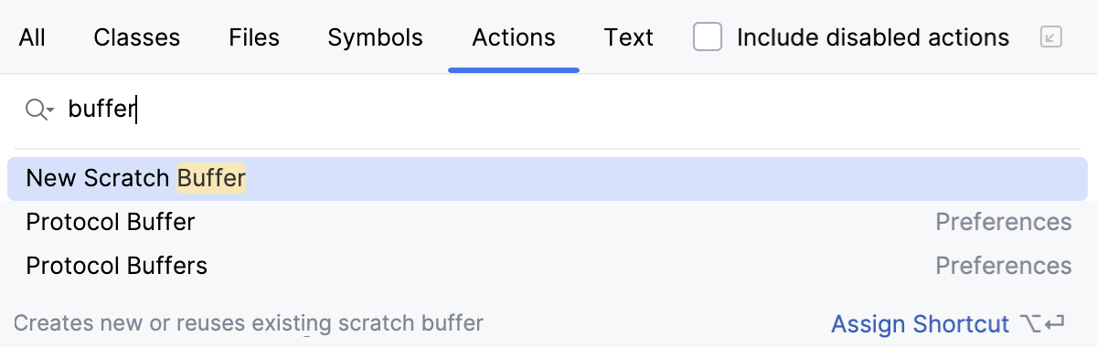 The New Scratch Buffer action