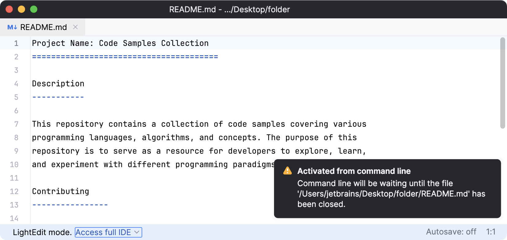 the Command line waiting notification the Command line waiting notification