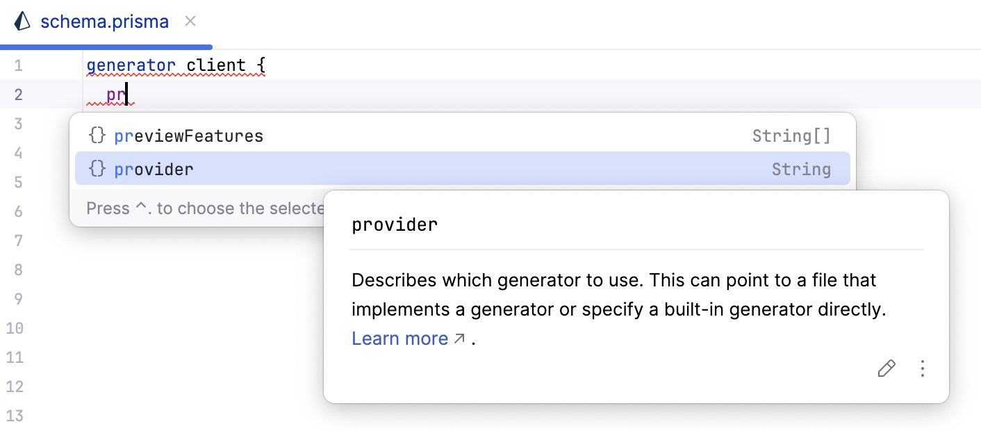 Code completion in generator blocks Code completion in generator blocks