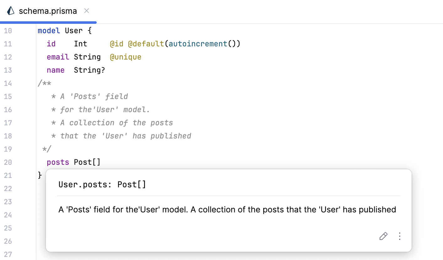 Comments are properly rendered in the Documentation popup Comments are properly rendered in the Documentation popup