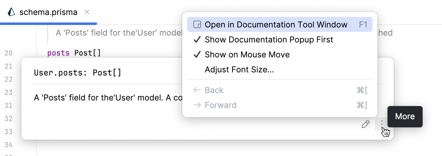 Open comments in the documentation tool window Open comments in the documentation tool window