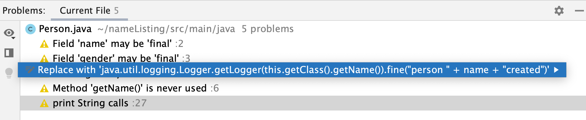 the Problems view the Problems view