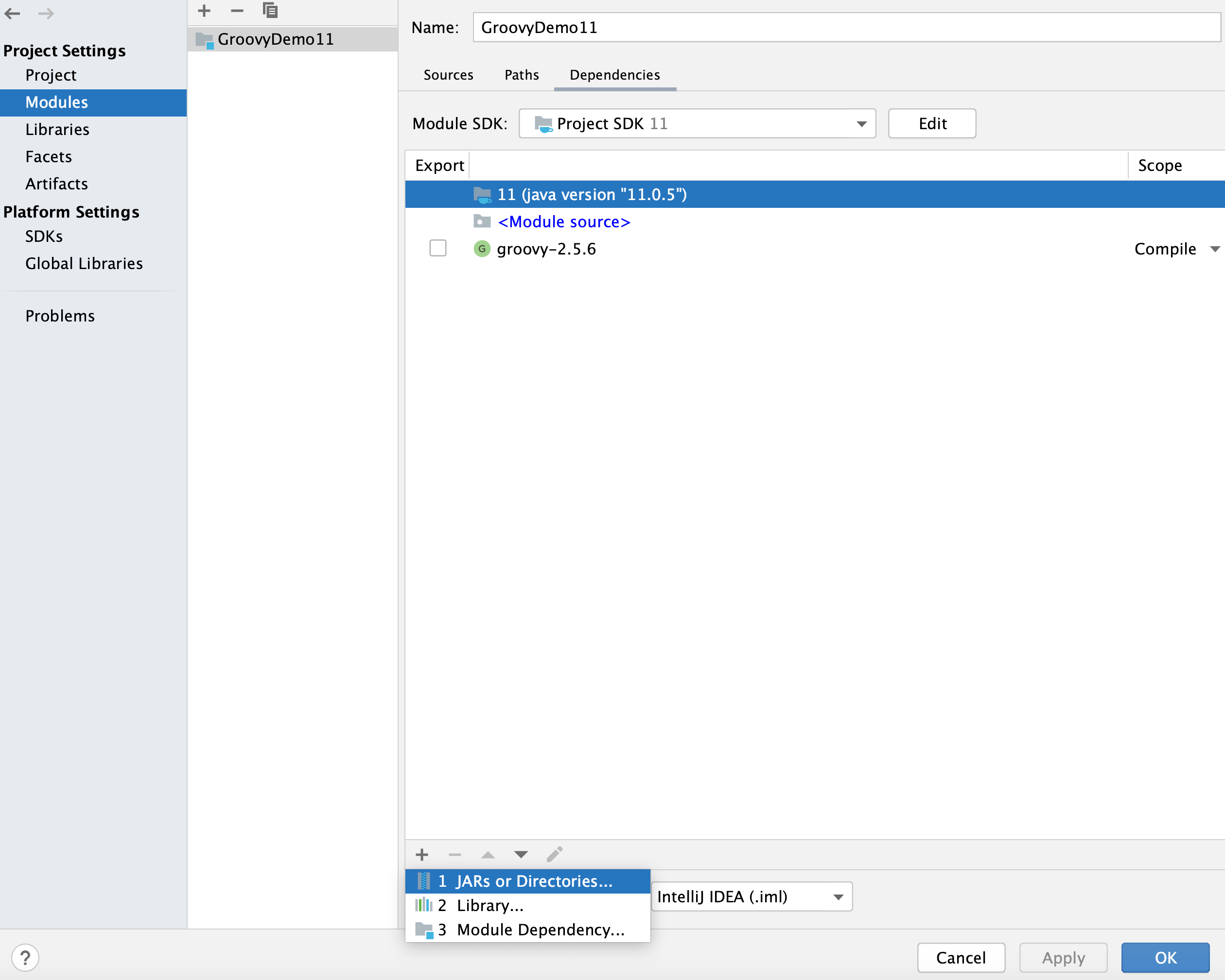 Project Structure dialog / Module page Project Structure dialog / Module page